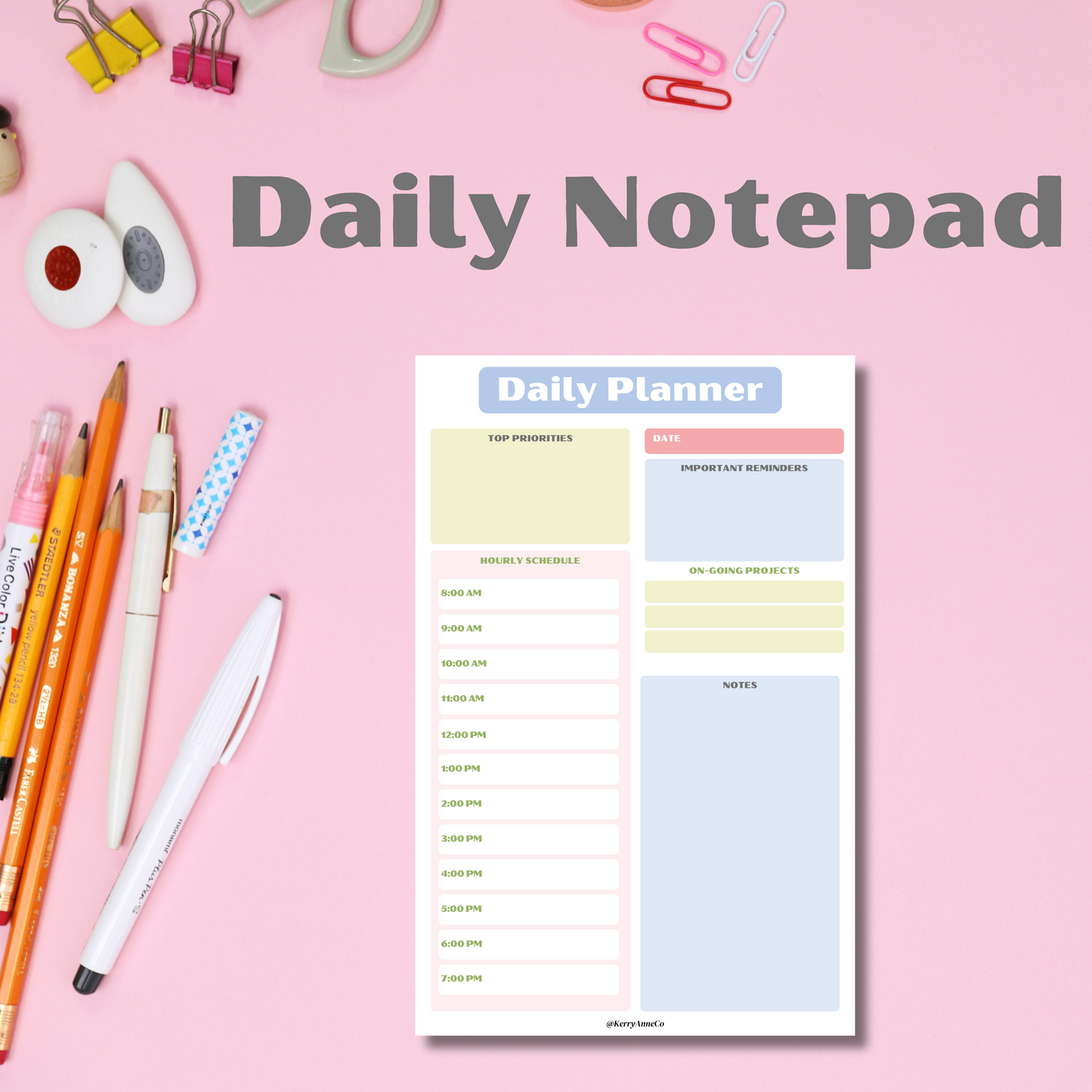 Daily Planner Colorful Notepad