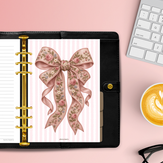 Super Cute Hyper-realistic Illustration of a Pretty Pink Bow for your Planner Binder Dashboard