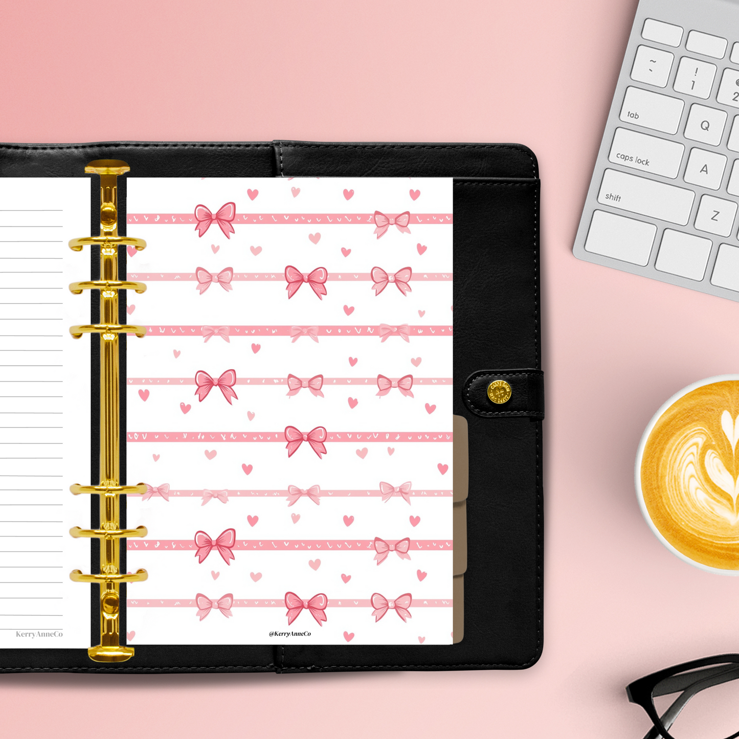 Pink Bows Binder Dashboard