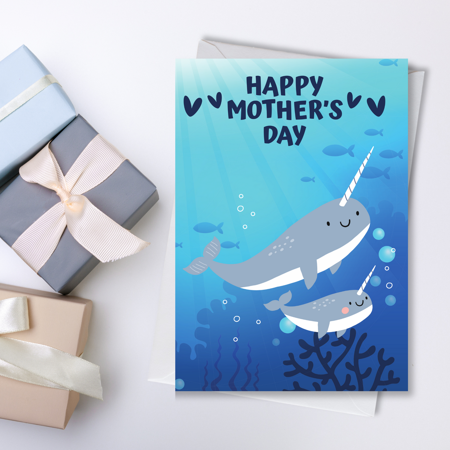 Mother's Day Narwhal and Kid Greeting Card