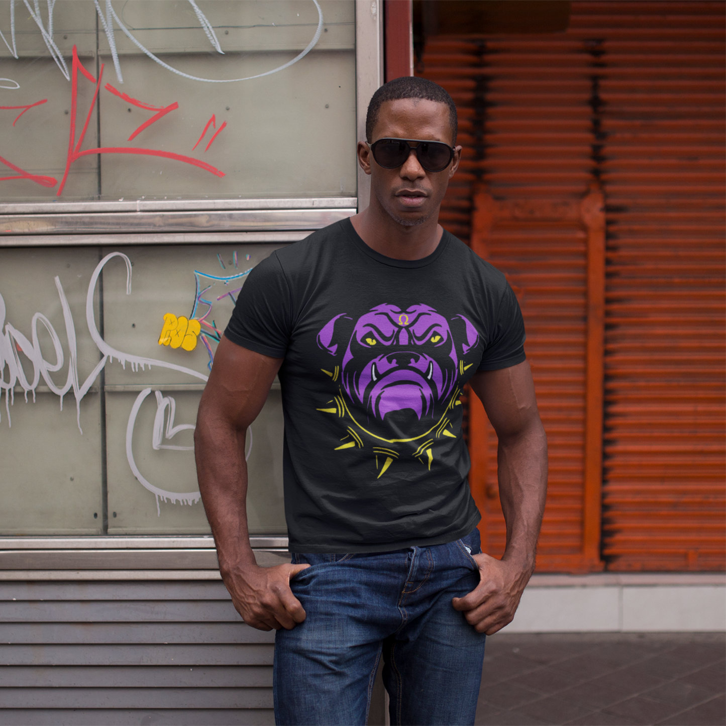 Omega Purple and Gold Bull Dawg T-Shirt. FREE DOMESTIC SHIPPING!