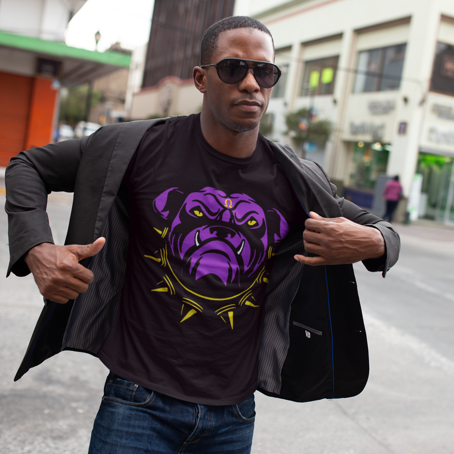 Omega Purple and Gold Bull Dawg T-Shirt. FREE DOMESTIC SHIPPING!