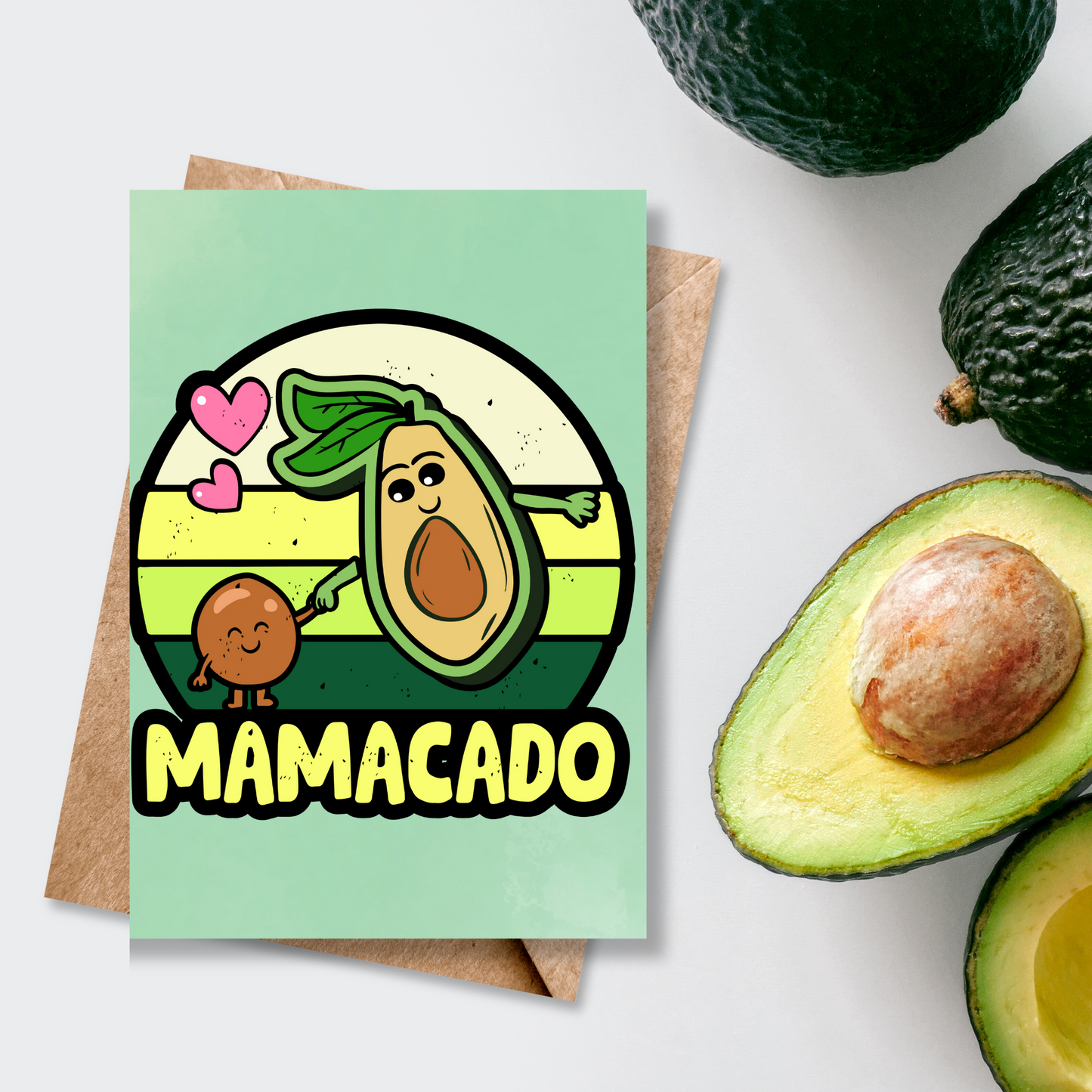 Mother's Day Mamacado Avocado and Kid Greeting Card