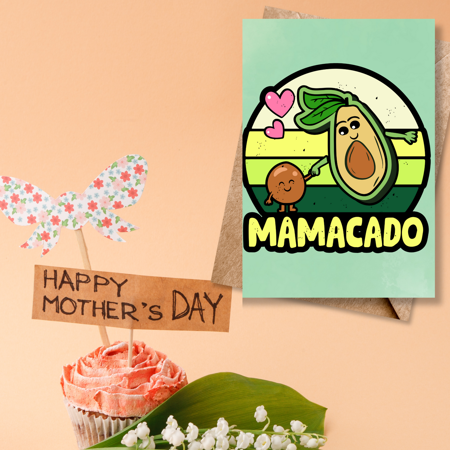 Mother's Day Mamacado Avocado and Kid Greeting Card