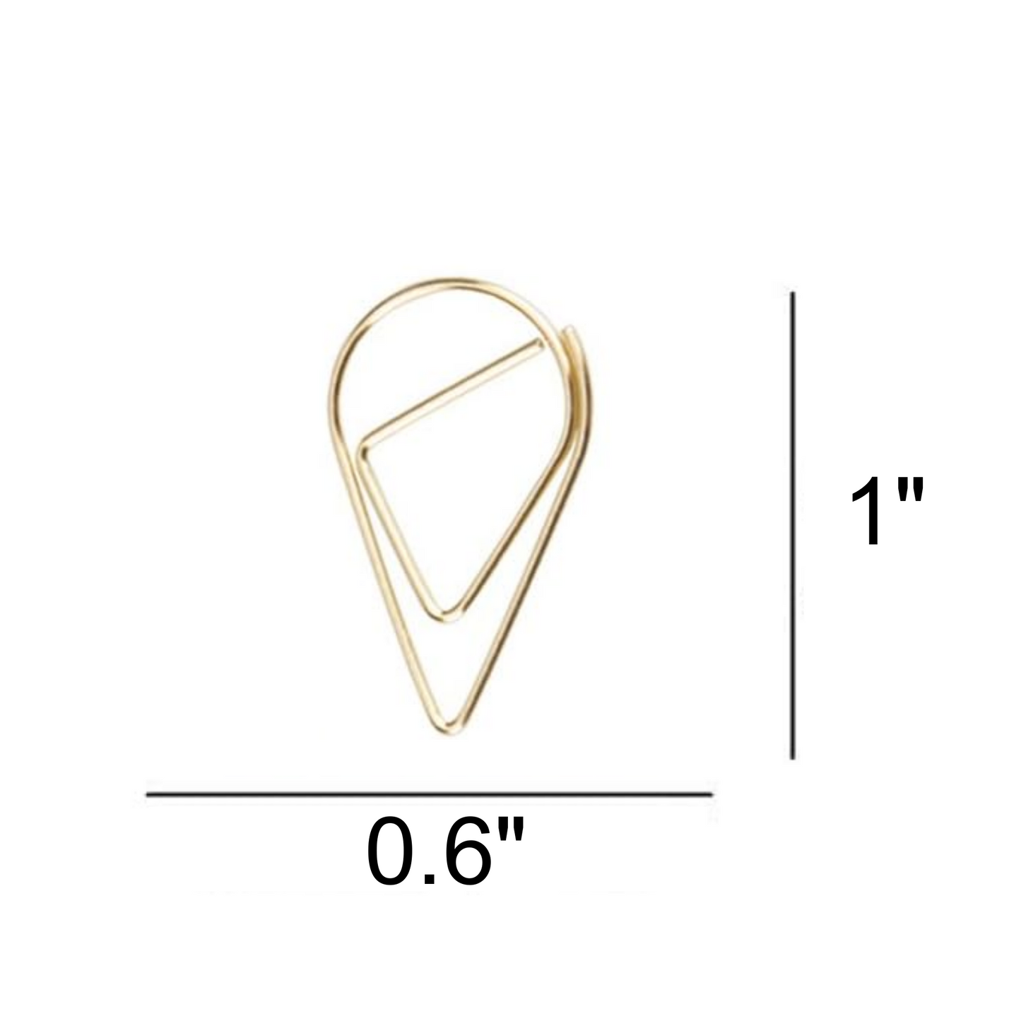 10 Gold Teardrop Shaped Paper Clips