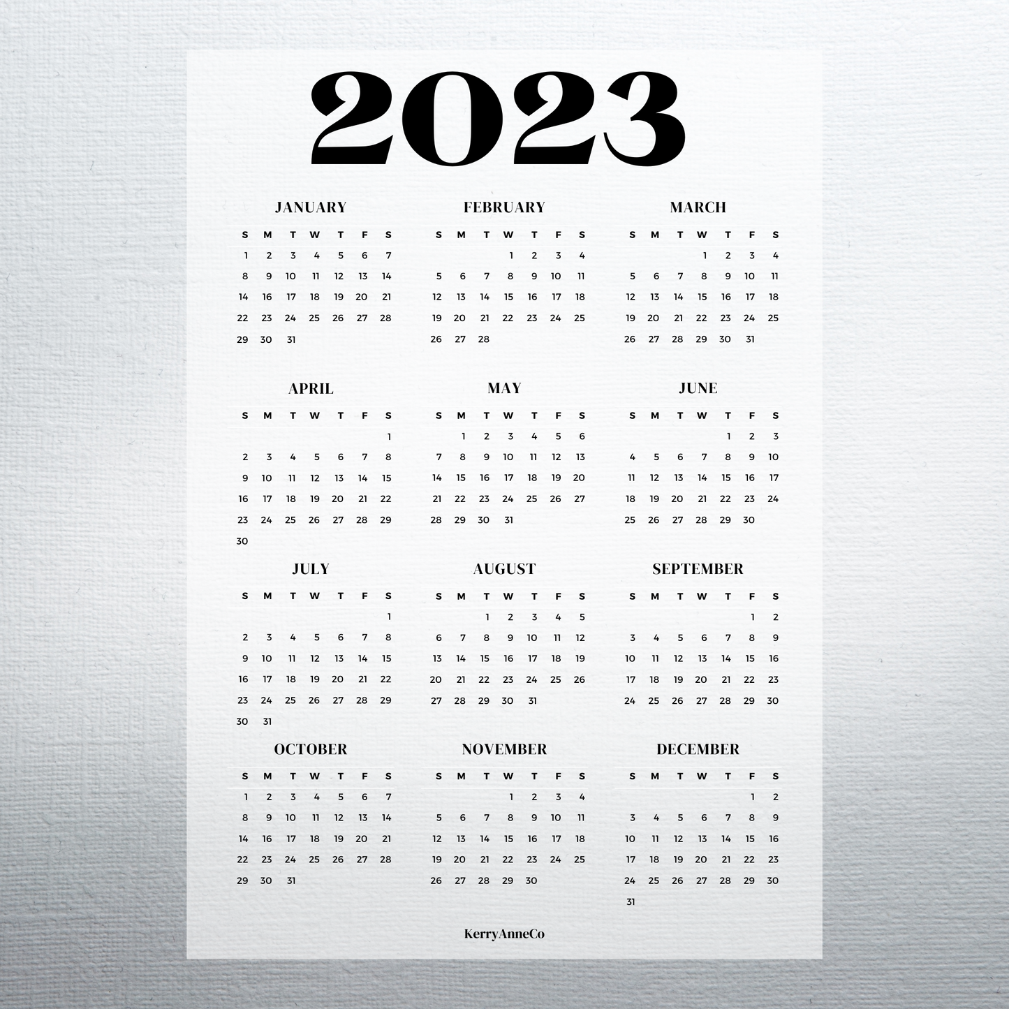 2023 Year-at-a-Glance Smooth Vellum Overlay Dashboard