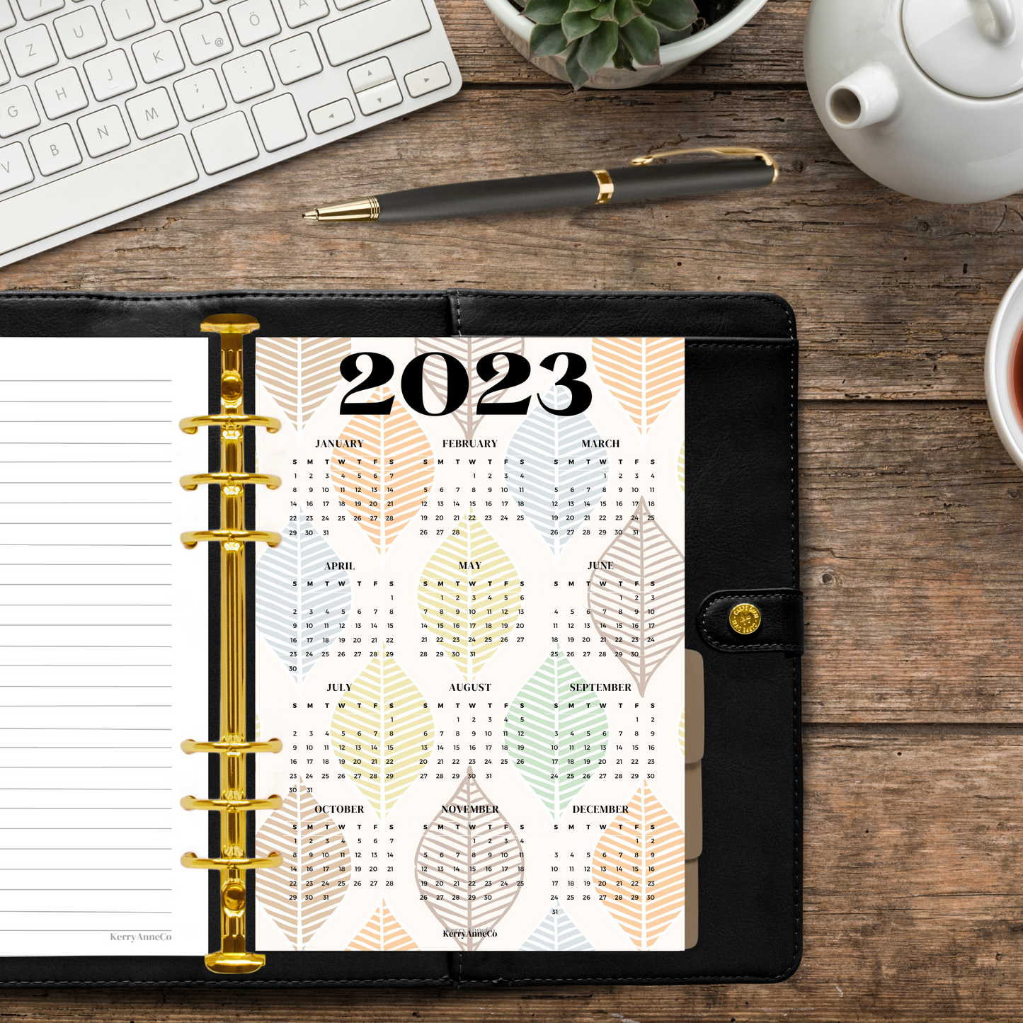 2023 Year-at-a-Glance Smooth Vellum Overlay Dashboard