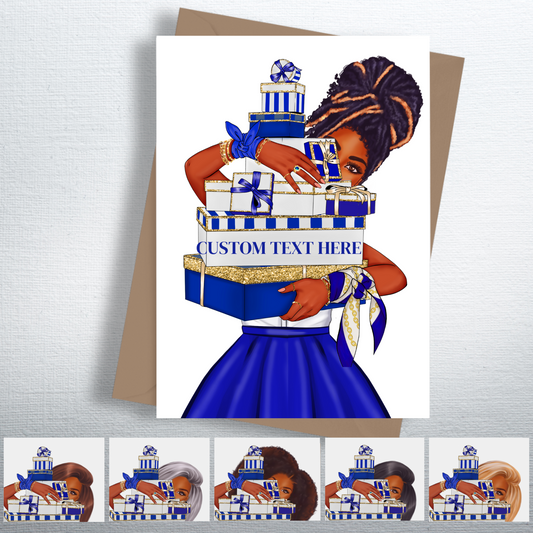 Sorority Inspired Blue and White Gifts Greeting Cards