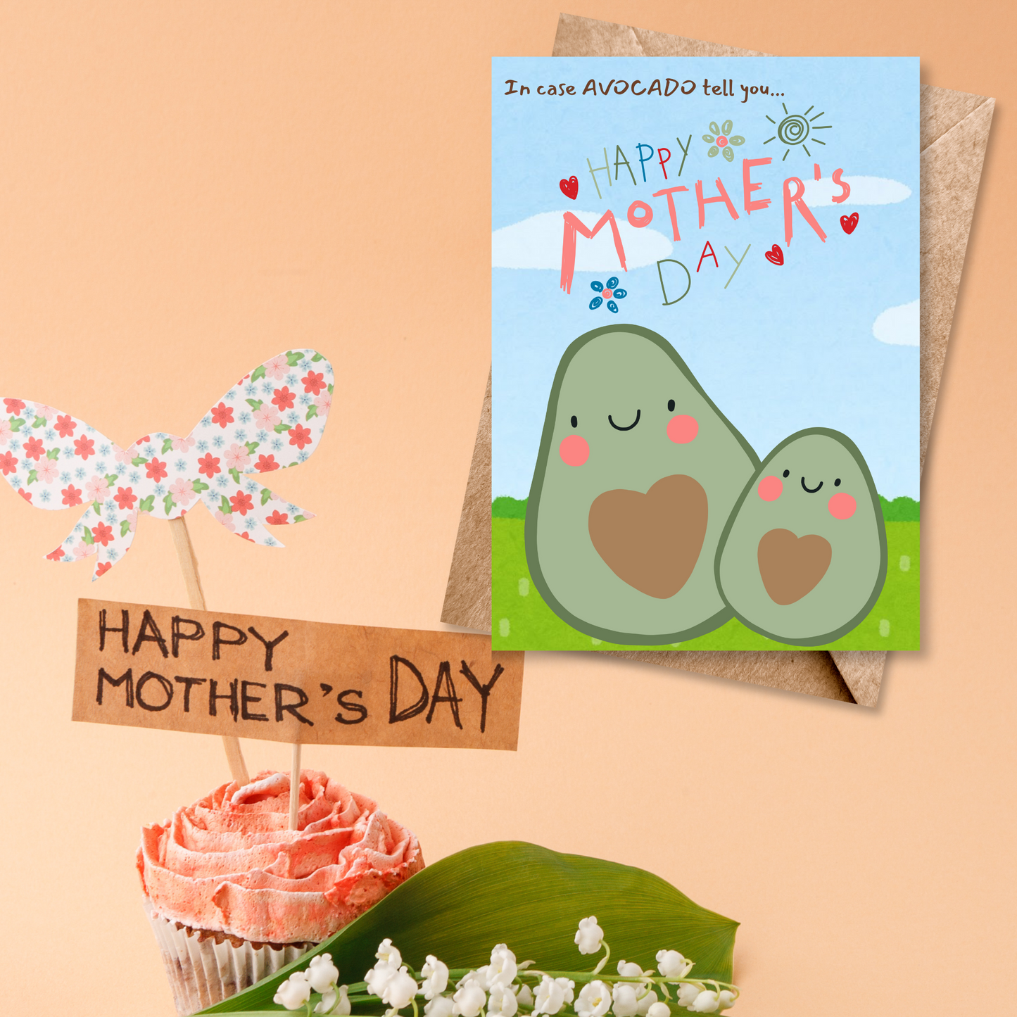 Mother's Day Avocado and Kid Greeting Card