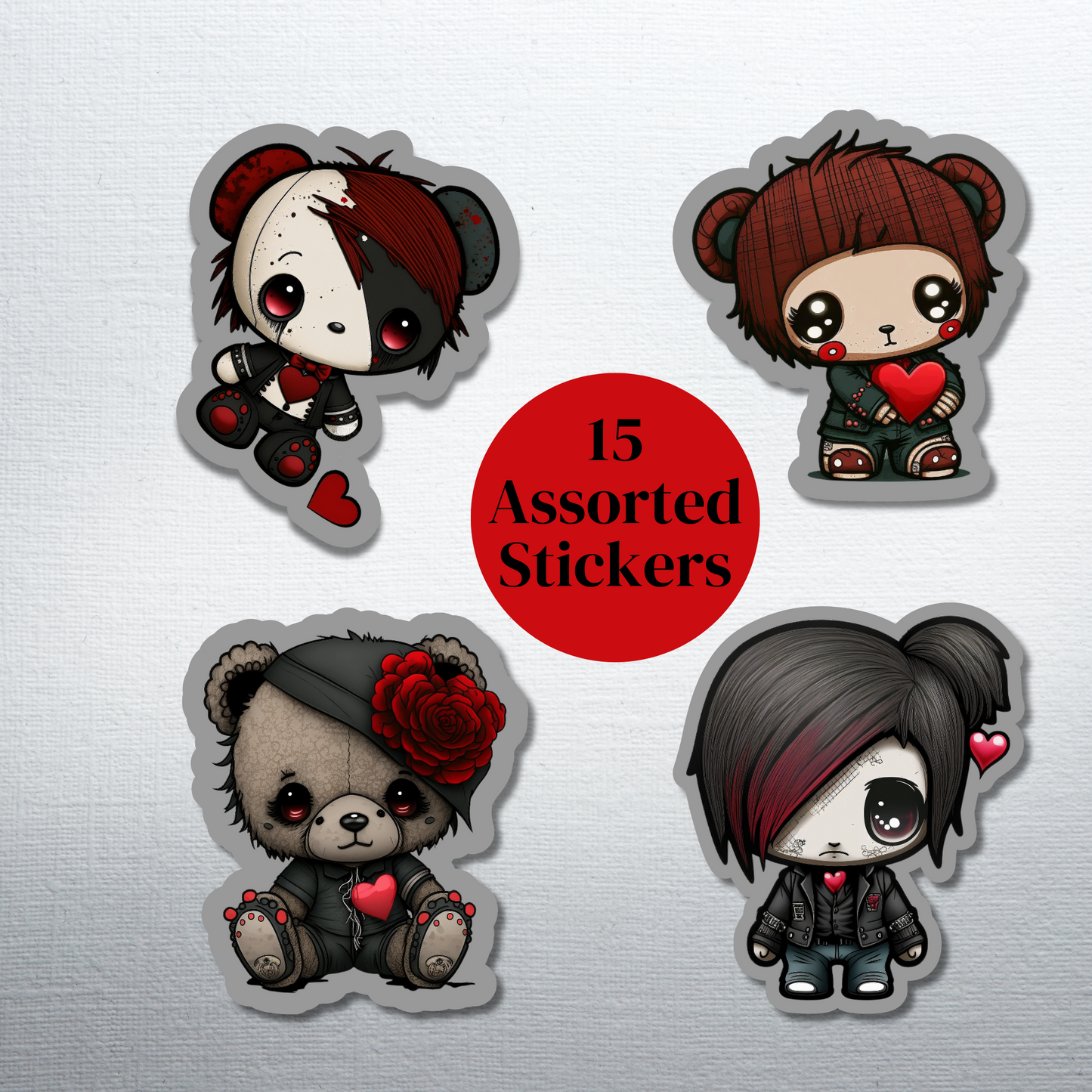 Love/Valentine/Anti-Valentine Emo Goth Chibi Die-Cut Sticker Pack