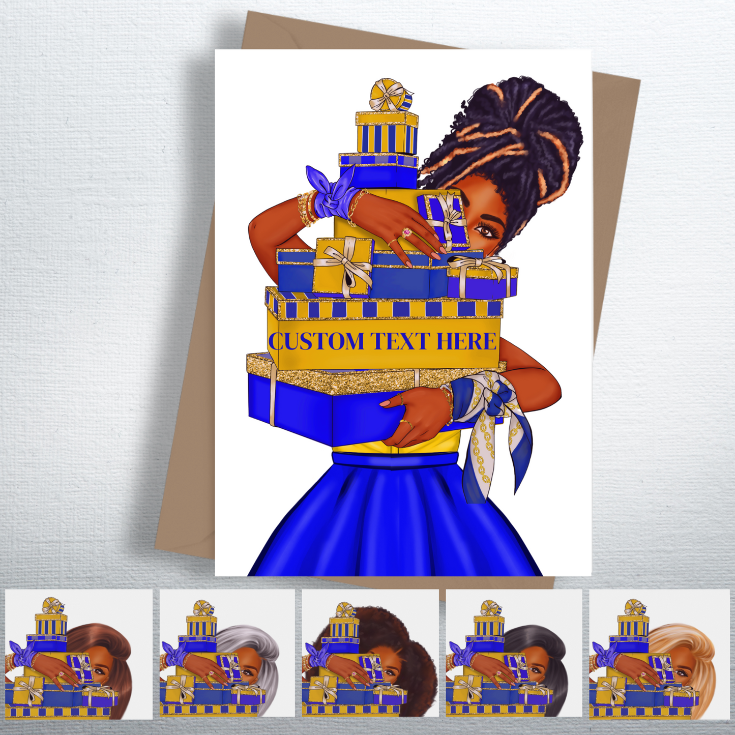 Sorority Inspired Blue and Gold Gifts Greeting Cards