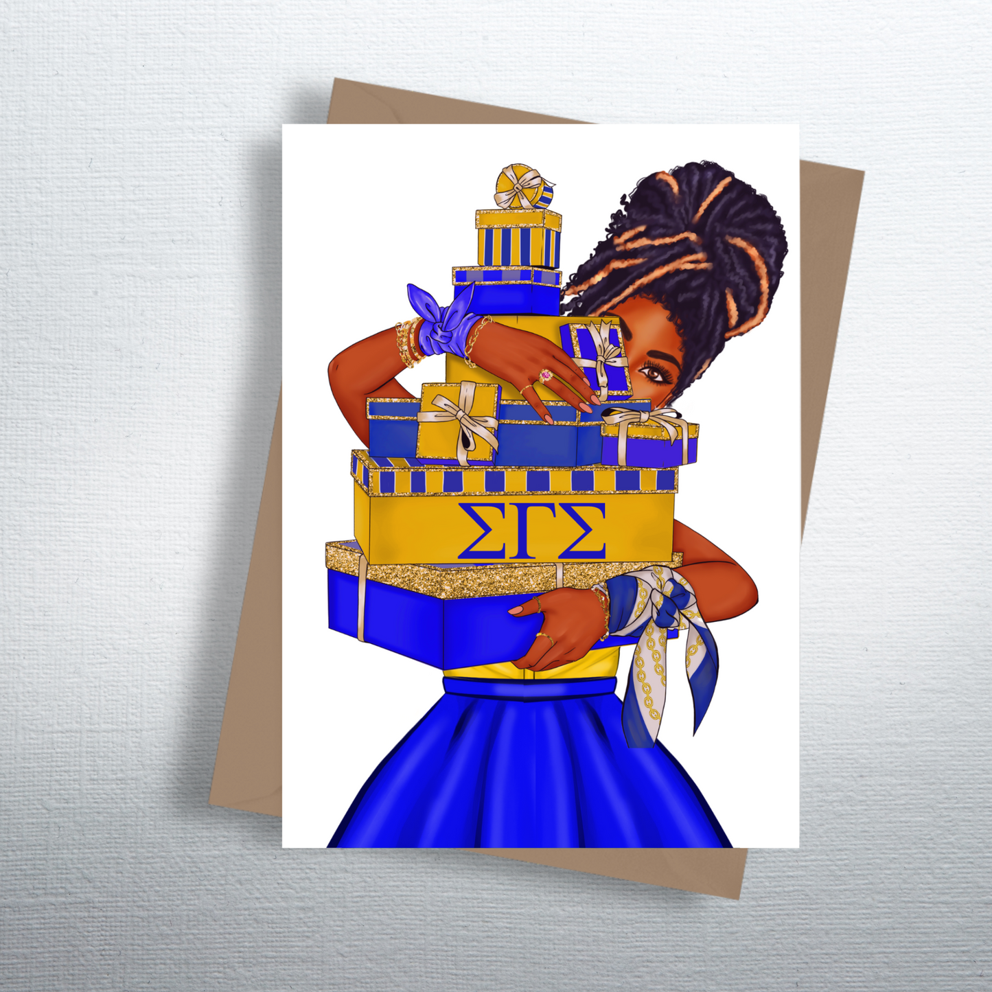 Sorority Inspired Blue and Gold Gifts Greeting Cards