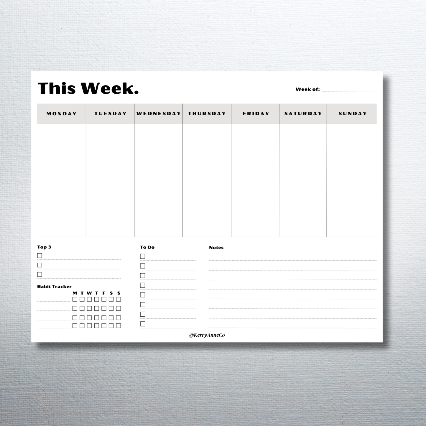 Weekly Planner Premium Undated Notepad