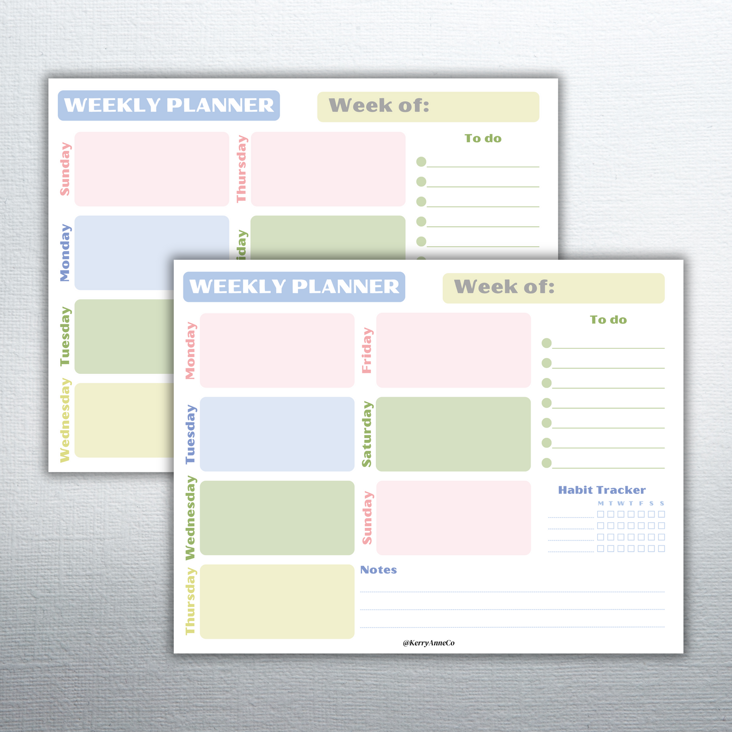 Colorful Weekly Planner Premium Undated Notepad