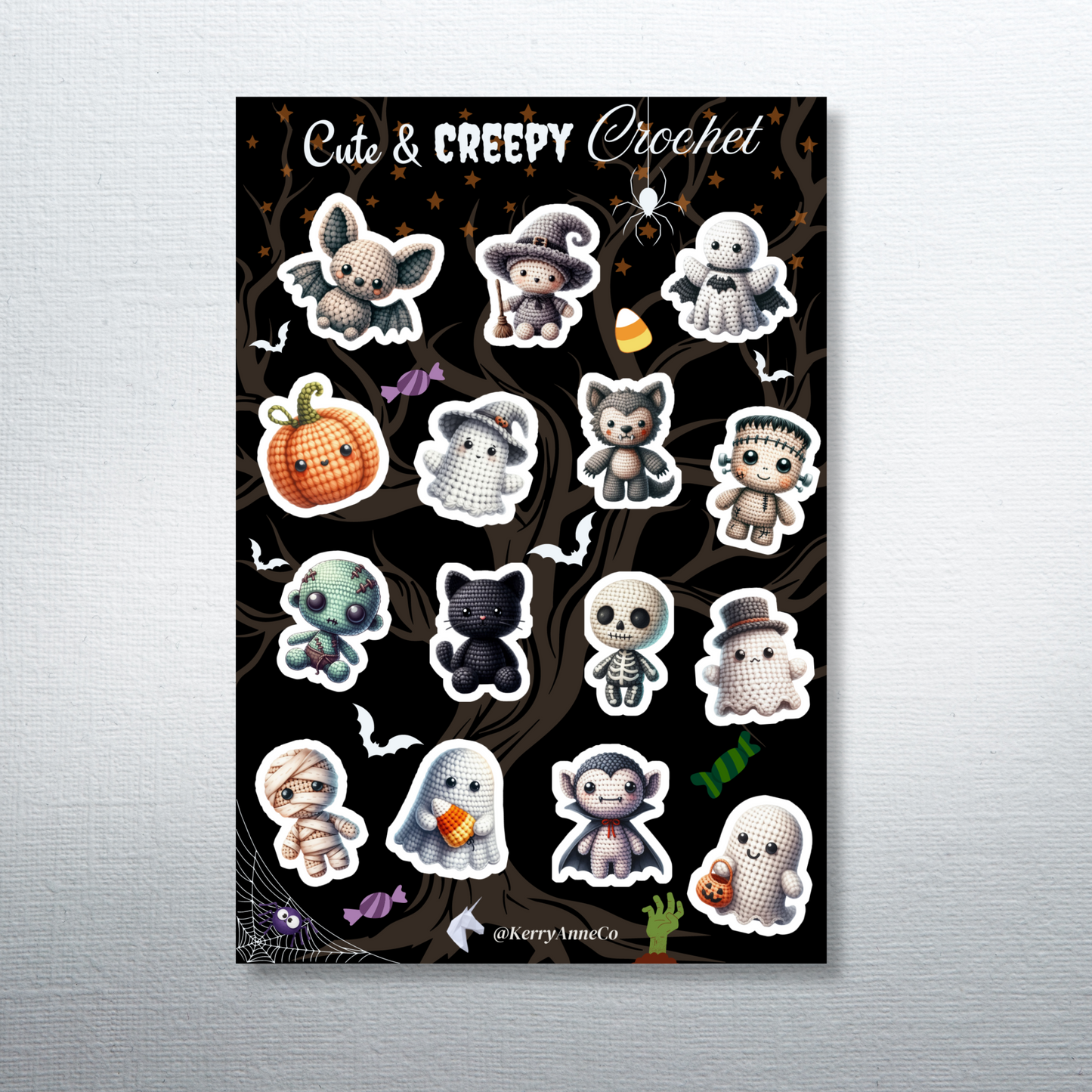 Cute and Creepy Crochet Sticker Sheet