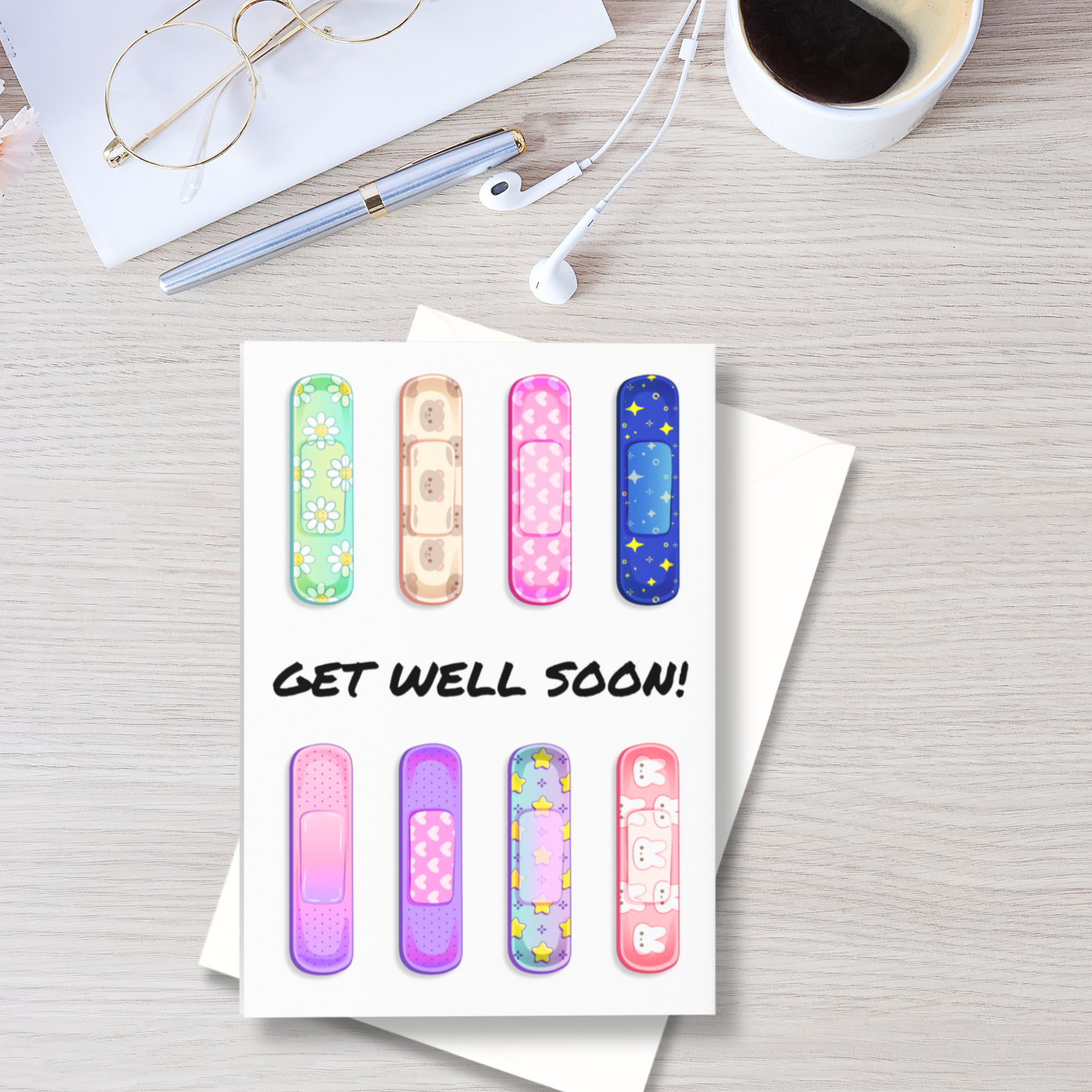 Cute Bandage Get Well Greeting Card