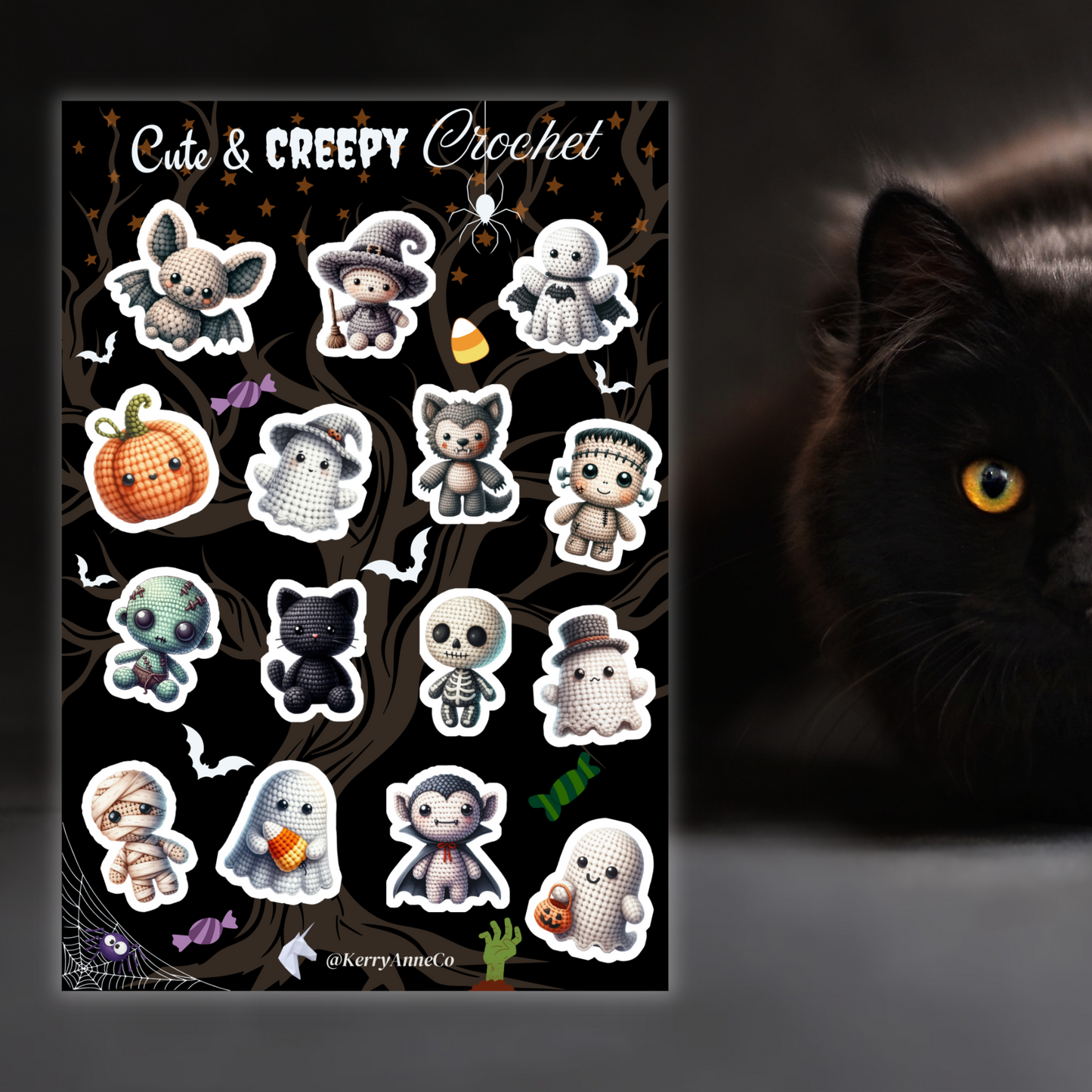 Cute and Creepy Crochet Sticker Sheet