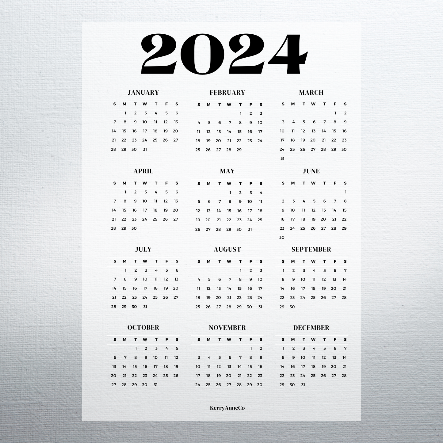 2024 Year-at-a-Glance Smooth Vellum Overlay Dashboard