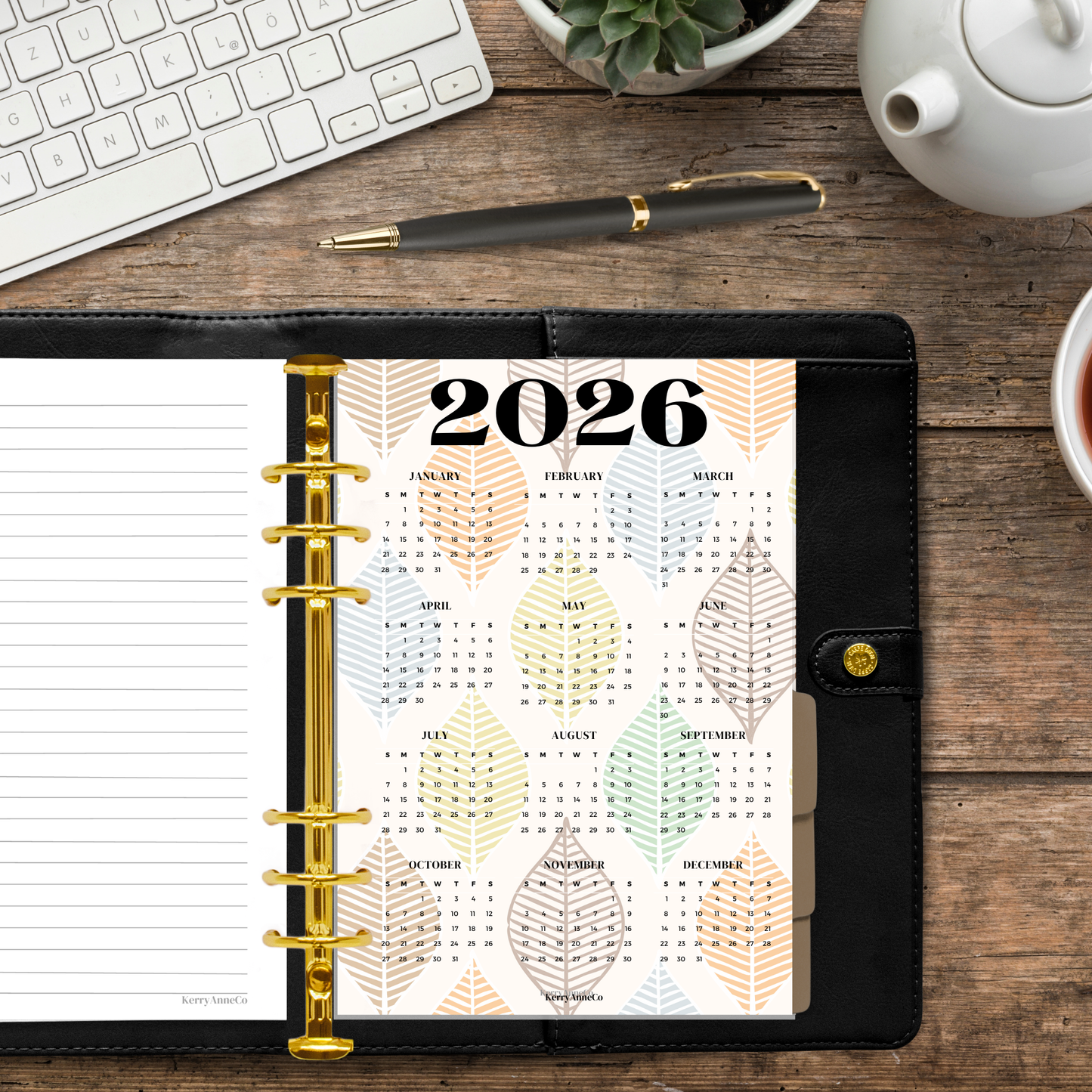 2026 Year-at-a-Glance Smooth Vellum Overlay Dashboard