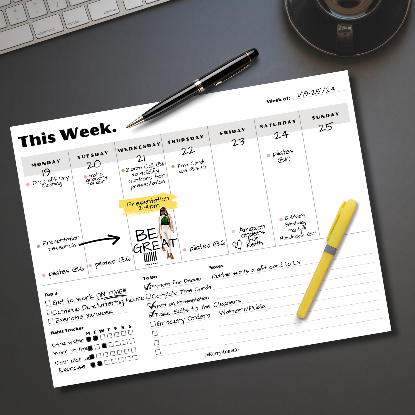 Weekly Planner Premium Undated Notepad