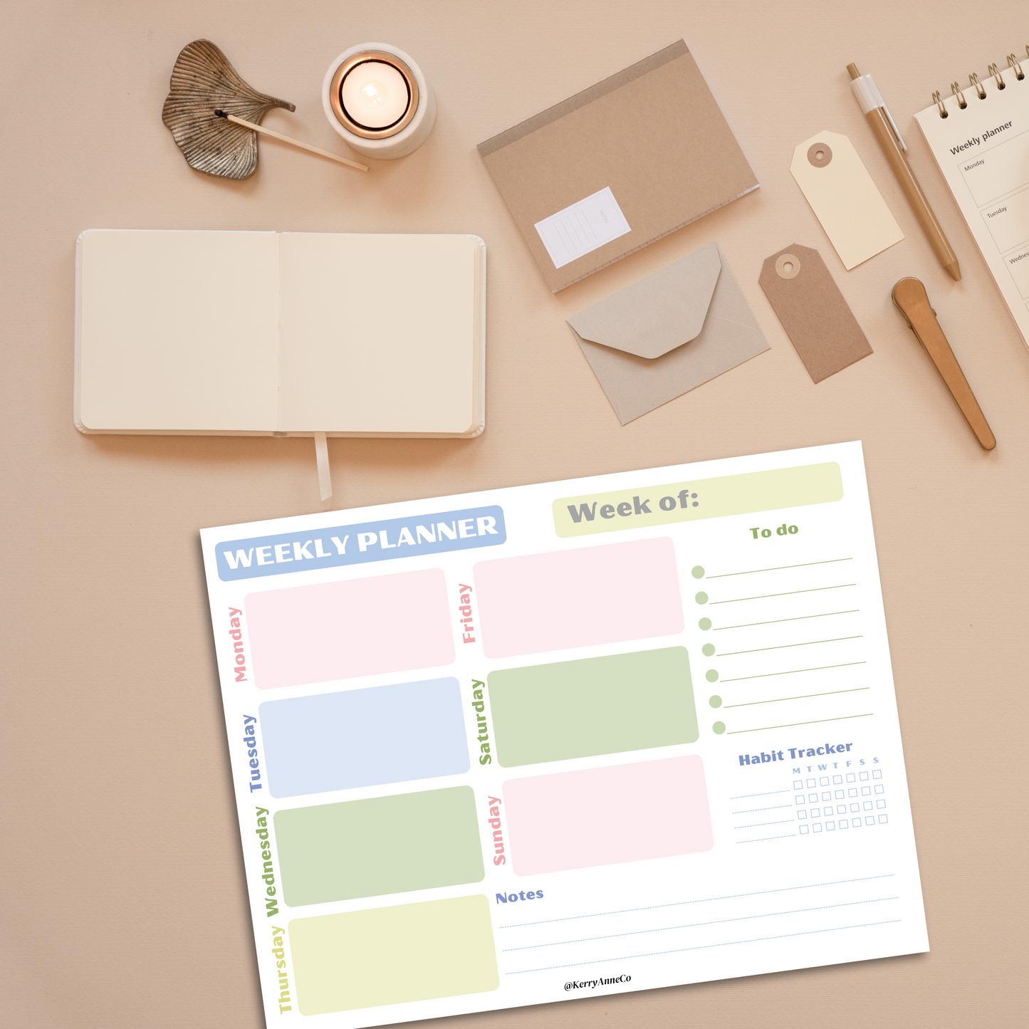 Colorful Weekly Planner Premium Undated Notepad