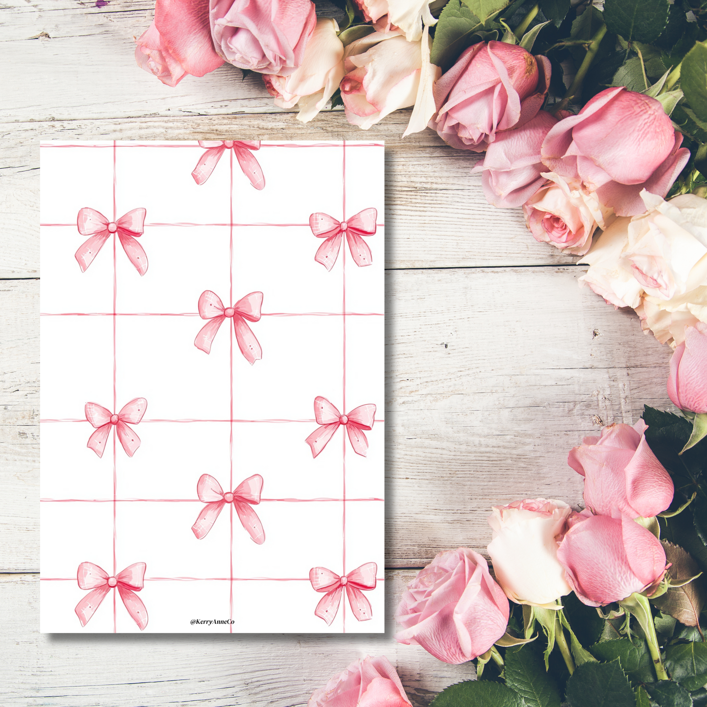 Pink Grid Bows Binder Dashboard