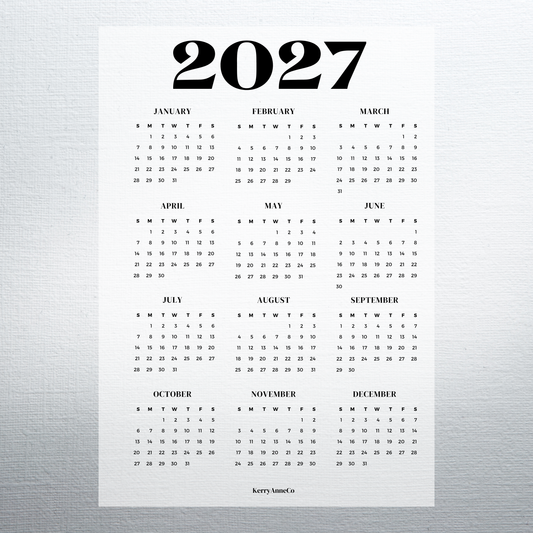 2027 Year-at-a-Glance Smooth Vellum Overlay Dashboard