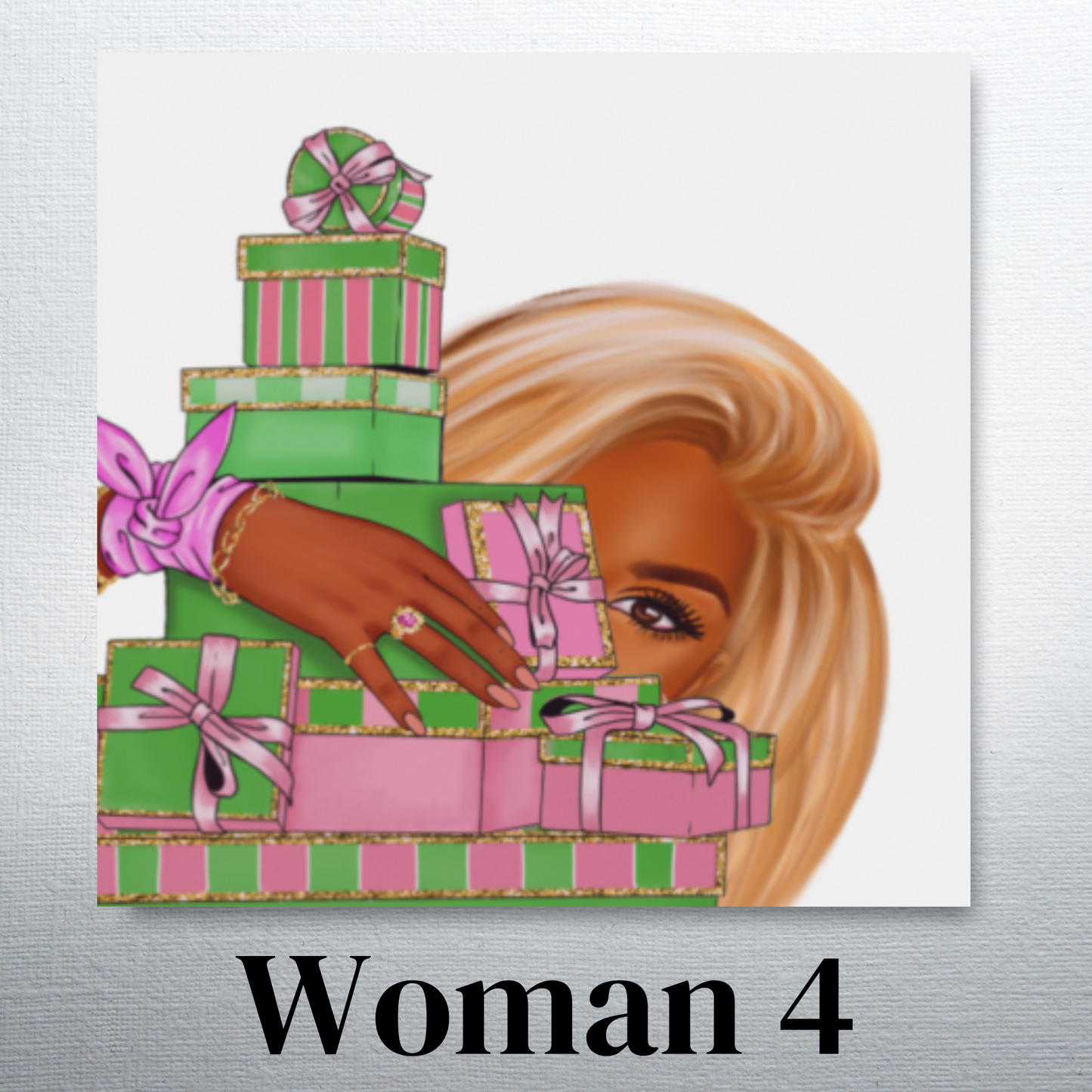 Sorority Inspired Pink and Green Gifts Greeting Cards