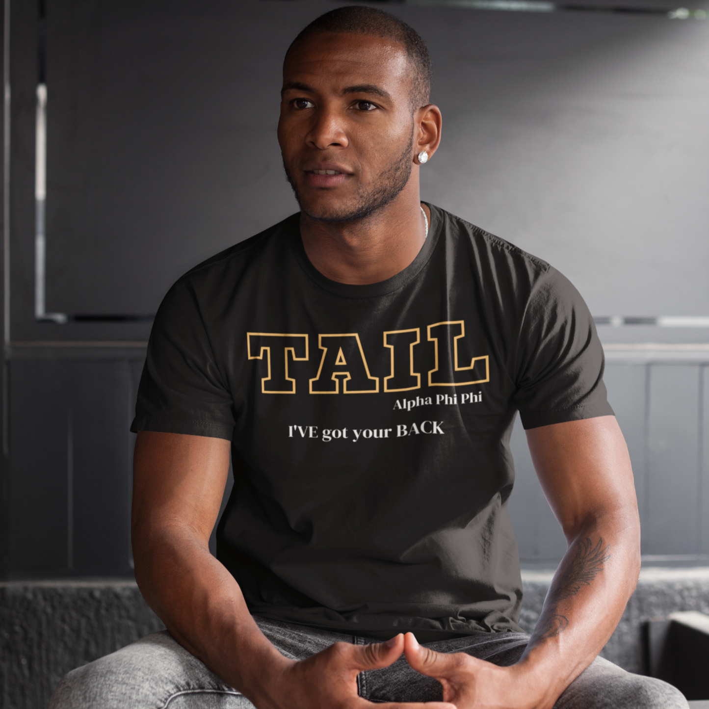 Black and Gold TAIL Customizable T-Shirt. FREE DOMESTIC SHIPPING!