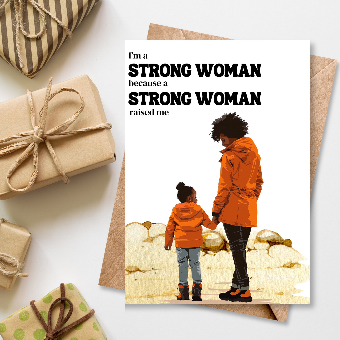 A Strong Woman Raised Me Greeting Card 1