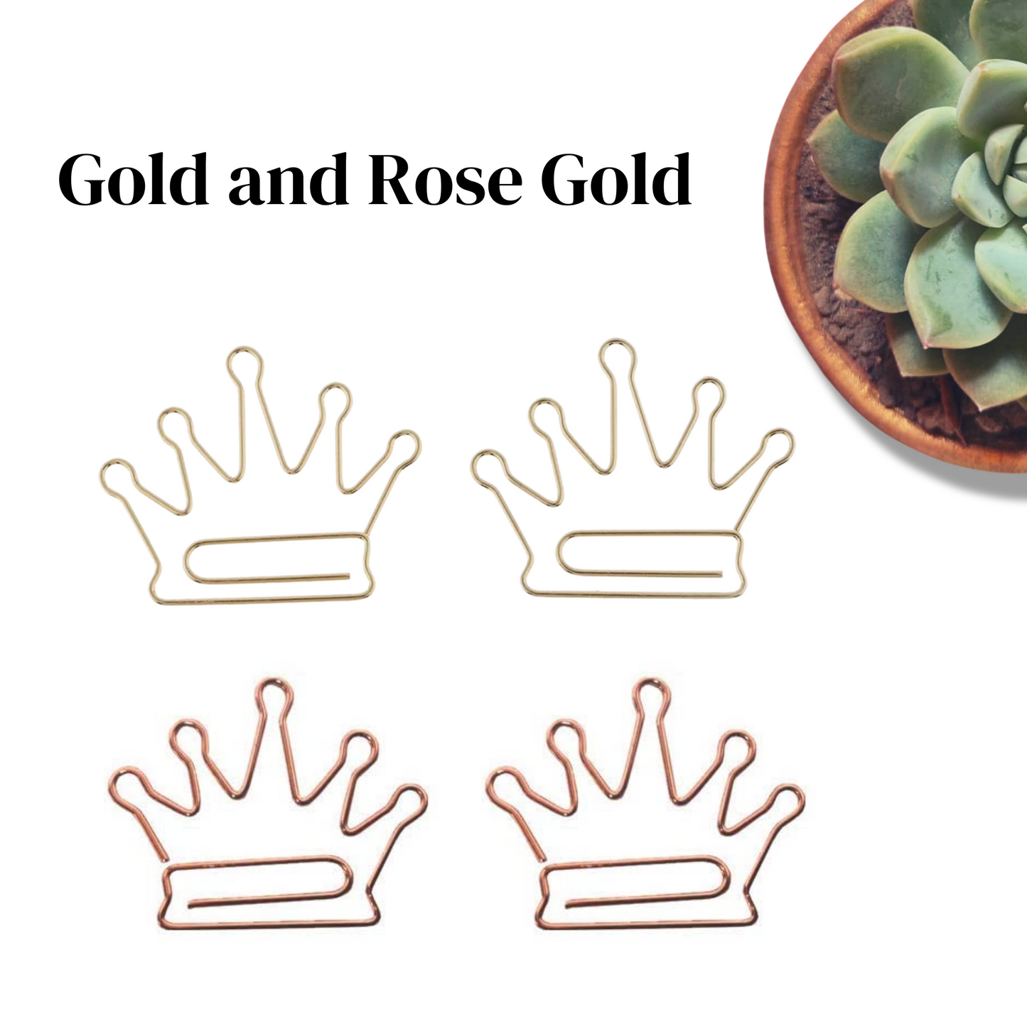 Gold or Rose Gold Crown Paper Clips