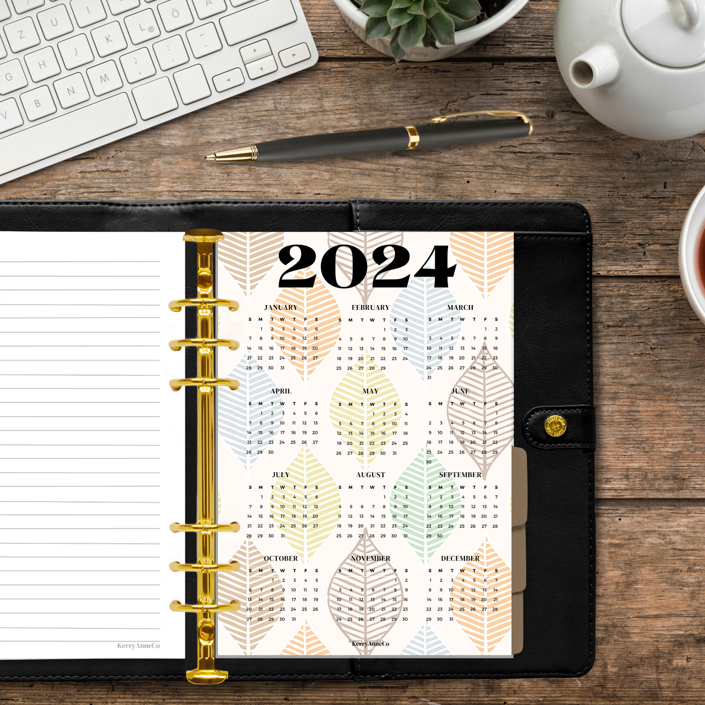 2024 Year-at-a-Glance Smooth Vellum Overlay Dashboard