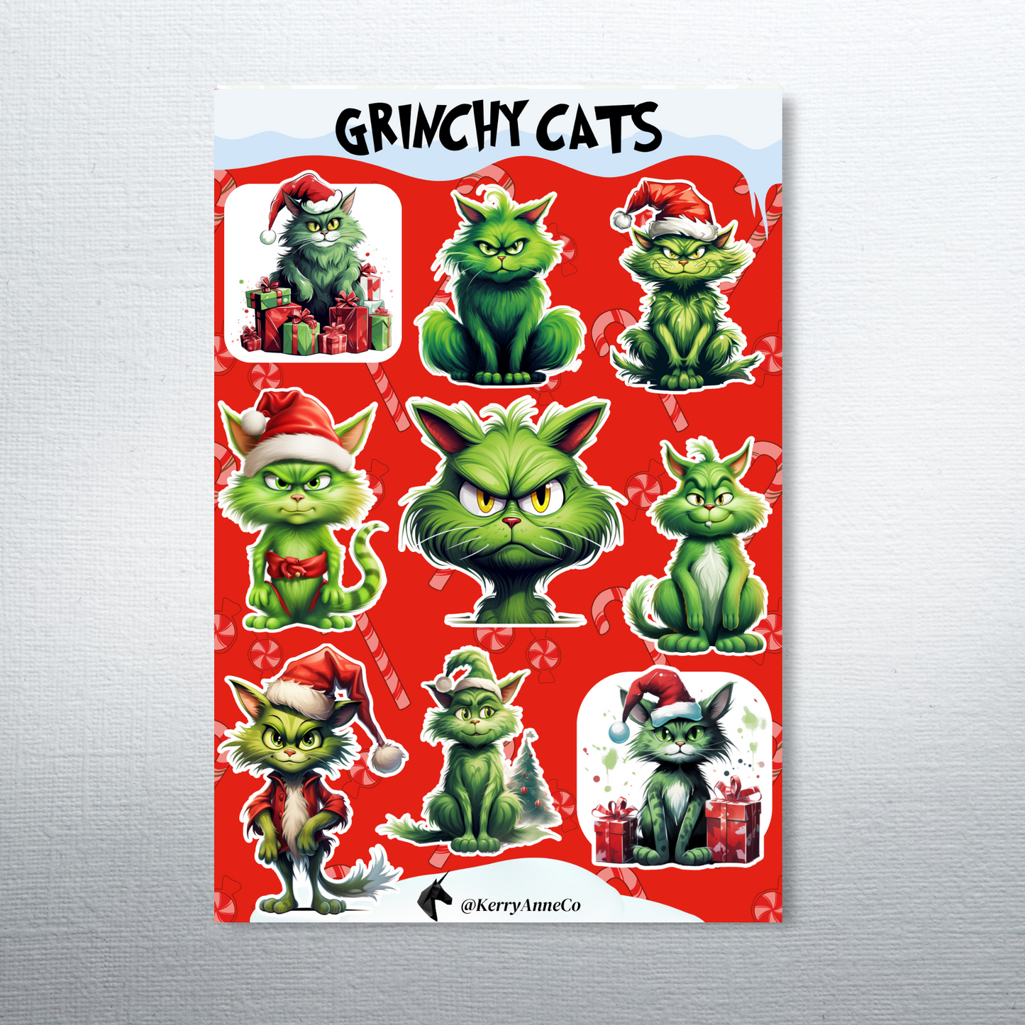 Grinchy Cats Sticker Sheet