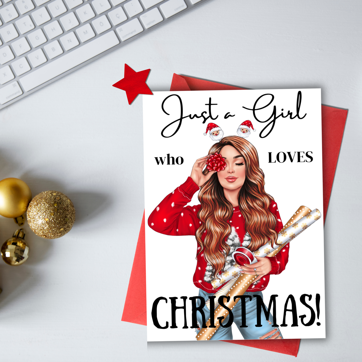 Just a Girl That Loves Christmas Greeting Cards