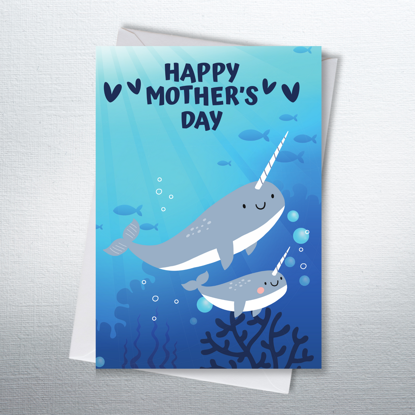 Mother's Day Narwhal and Kid Greeting Card