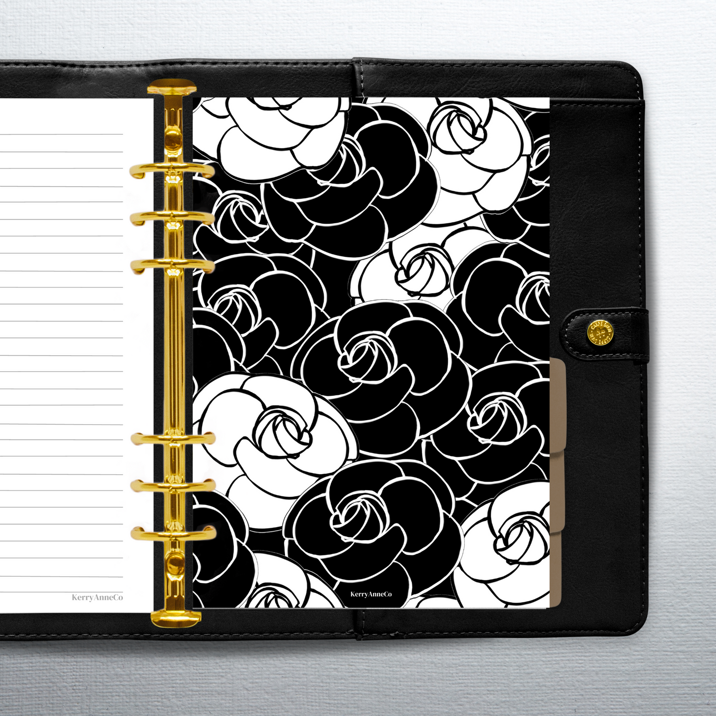 Camellia Roses Black and White Dashboard