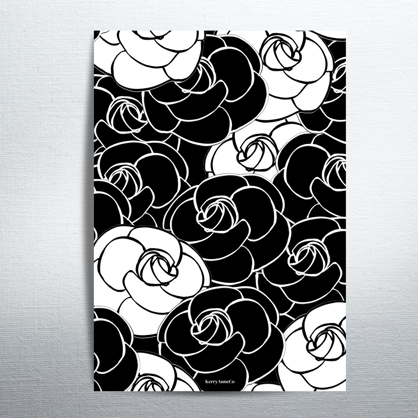 Camellia Roses Black and White Dashboard