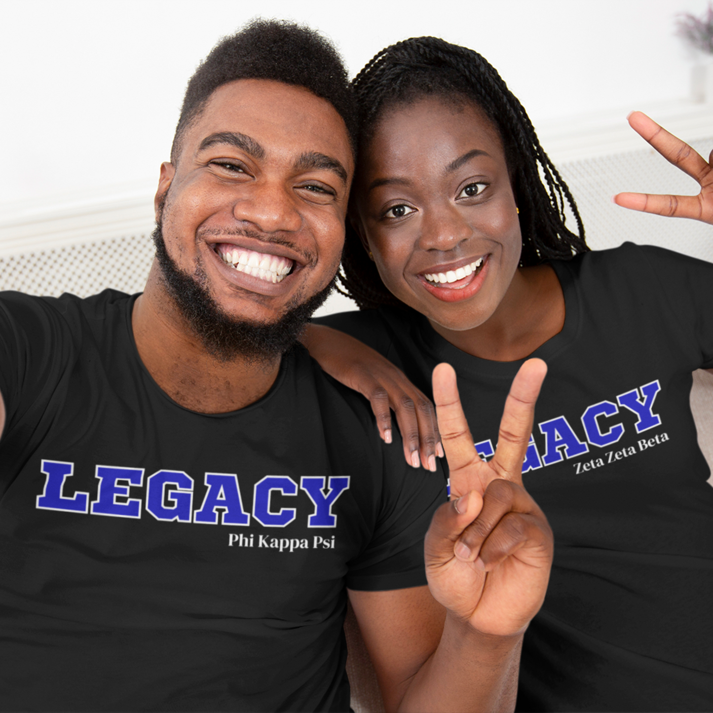 Blue and White LEGACY Customizable T-Shirt. FREE DOMESTIC SHIPPING!