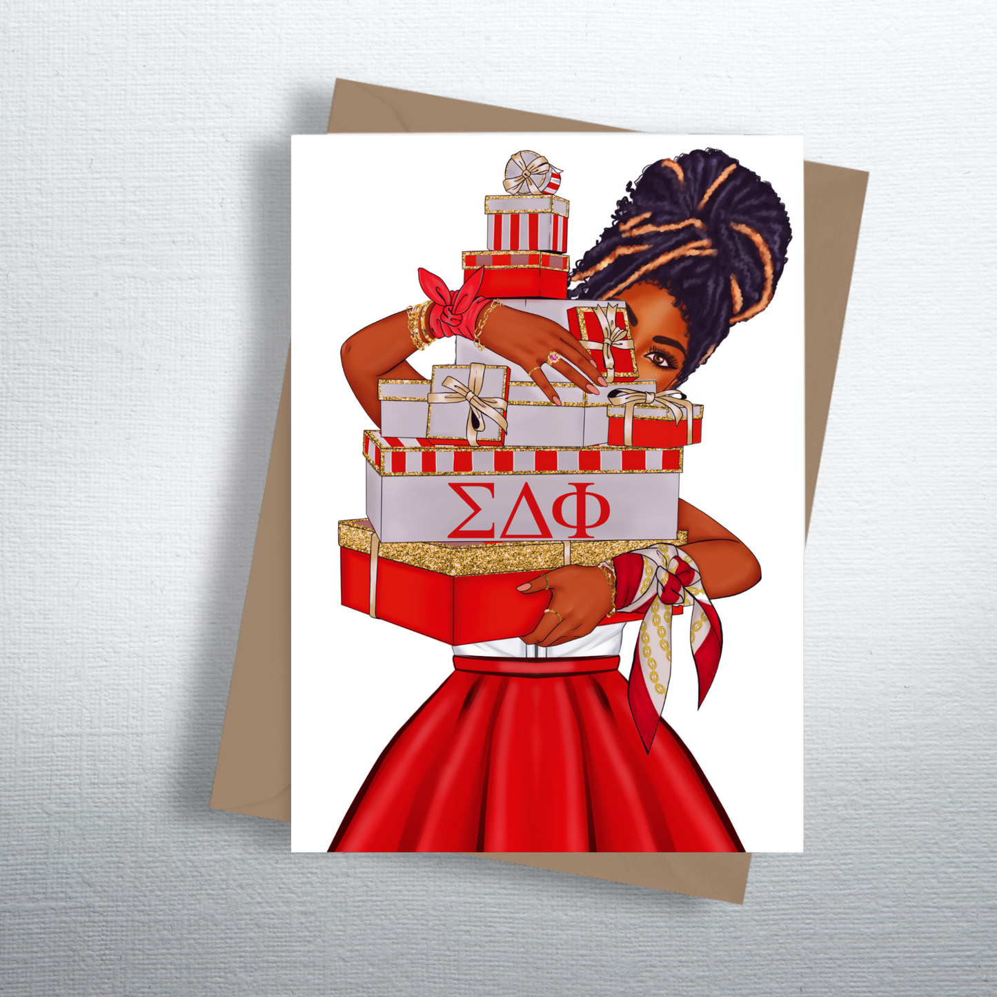 Sorority Inspired Red and White Gifts Greeting Cards