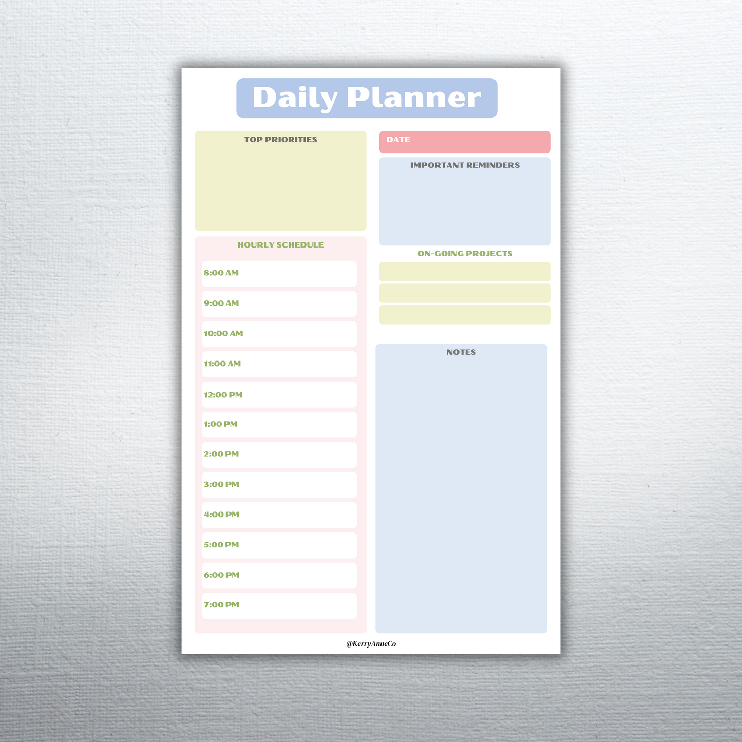 Daily Planner Colorful Notepad