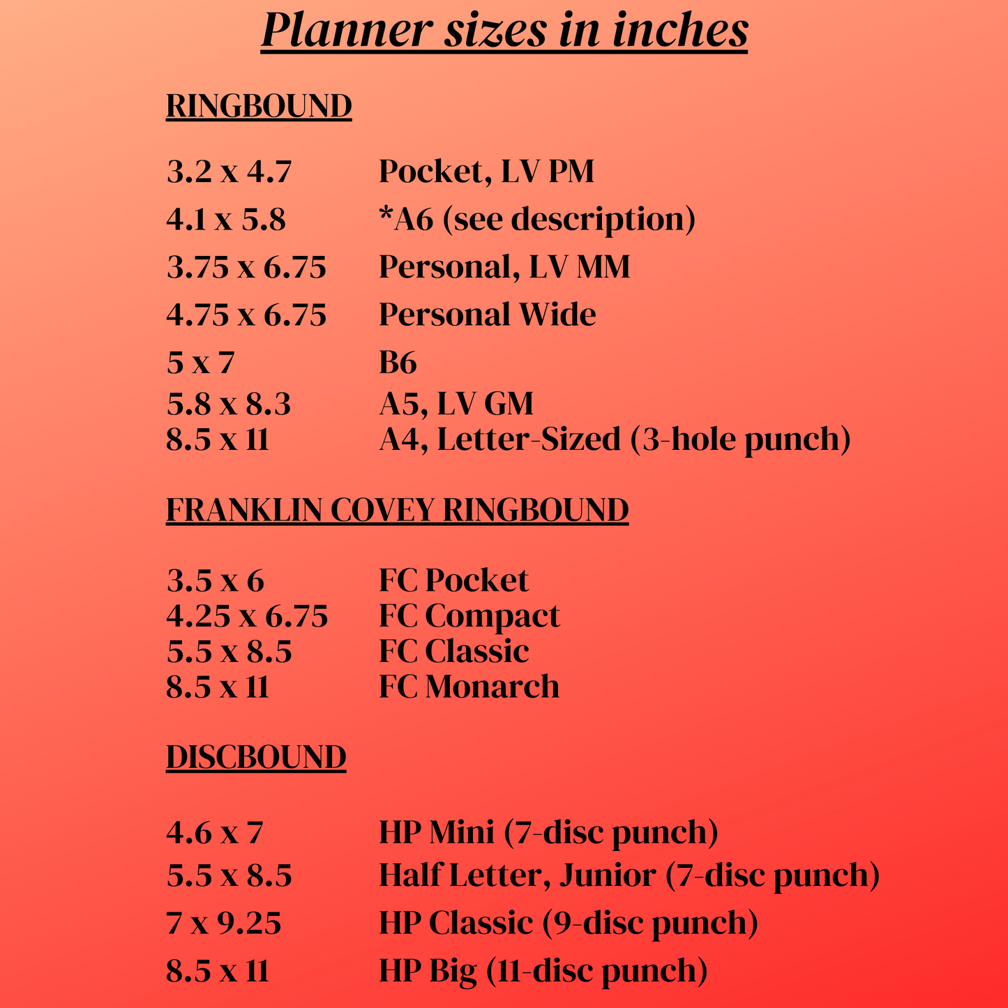 Lined Planner Inserts