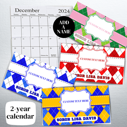 Sorority Inspired Personalized 2-Year Pocket Calendar 2024-2025 FREE DOMESTIC SHIPPING